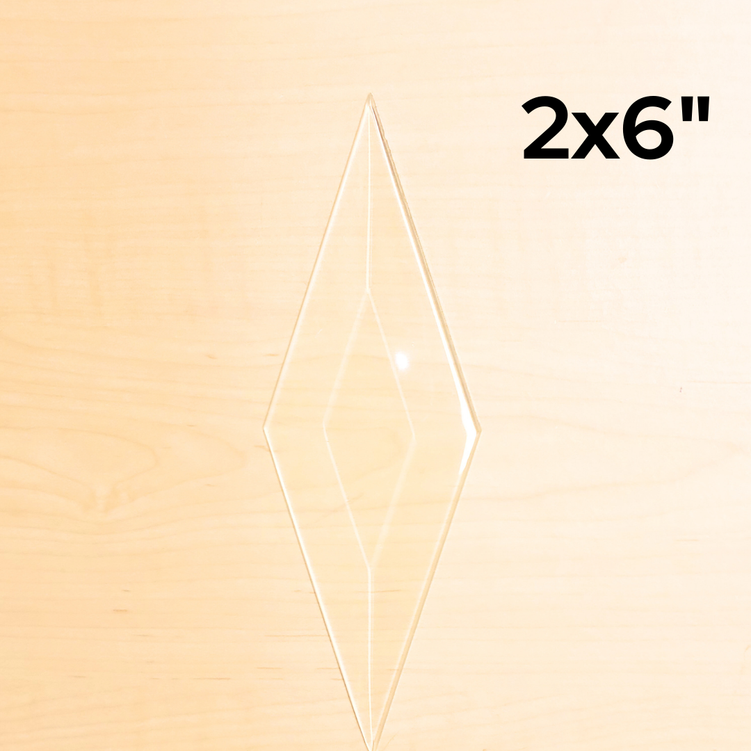 2"x6" Clear Bevel Diamond (2 inch x 6 inch) | 10 or 30 Pack